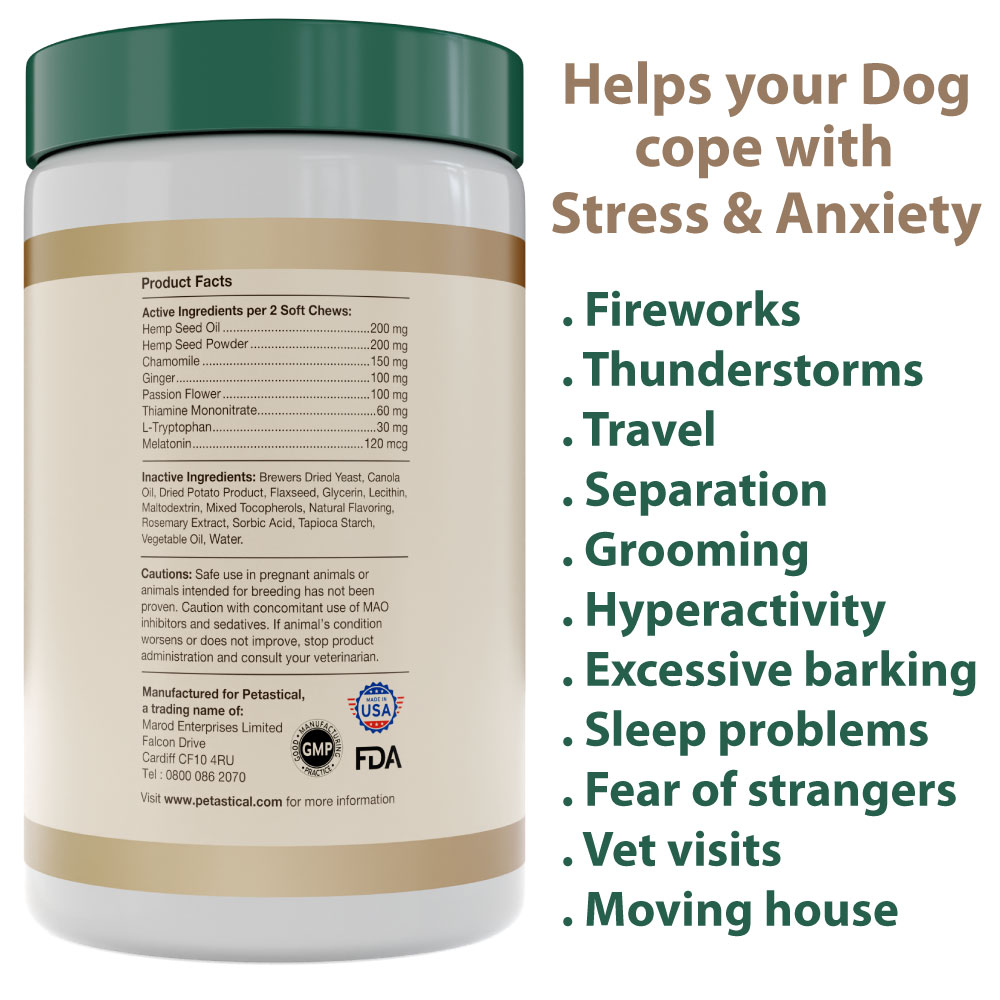 Petastical Hemp Calming Chews for Dogs (60 Chews) - Petastical